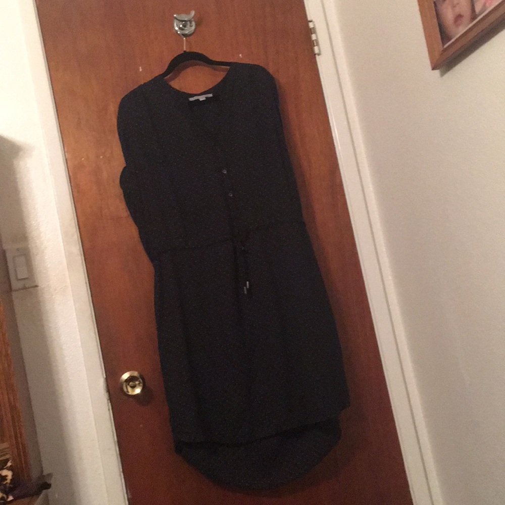 Long sleeve mid length black with tiny white dots